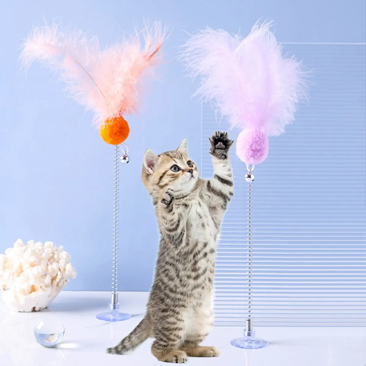 Cat Teaser Wand, Suction Base,Pet Toy_CWMM5209