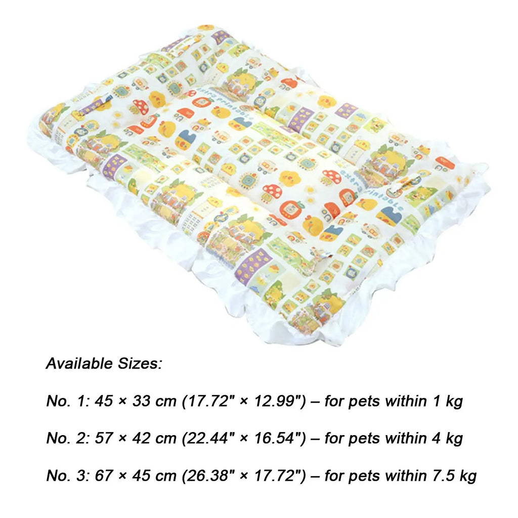 Floral Pet Bed Mat Lace Trim Reversible Pad_CWMM6456