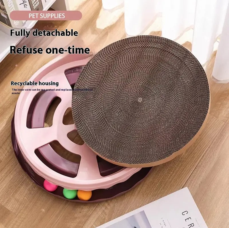 Corrugated Round Durable Cat Scratching Pad_CWMM5191