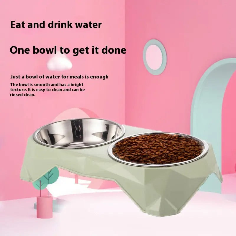 Double Pet Bowl Elevated Non-Slip Dog Cat Bowl_CWMM5165