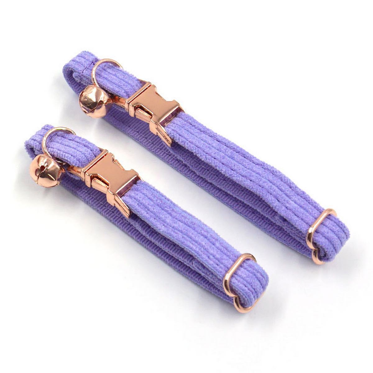 Lilac Corduroy Cat Collar with Bell & Bow_CWMM7081