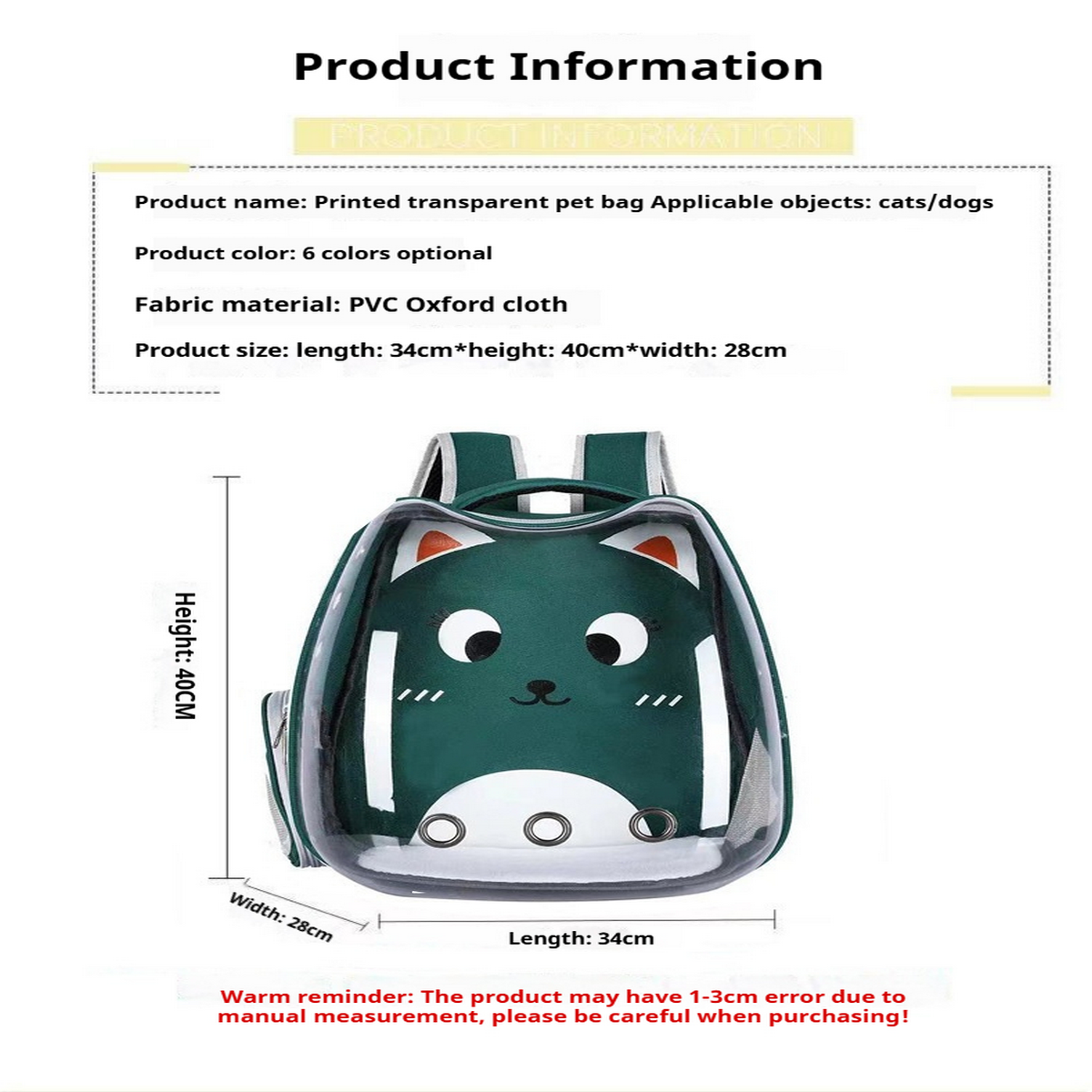 KittyTrek Cartoon Bubble Pet Backpack_CWMM6842