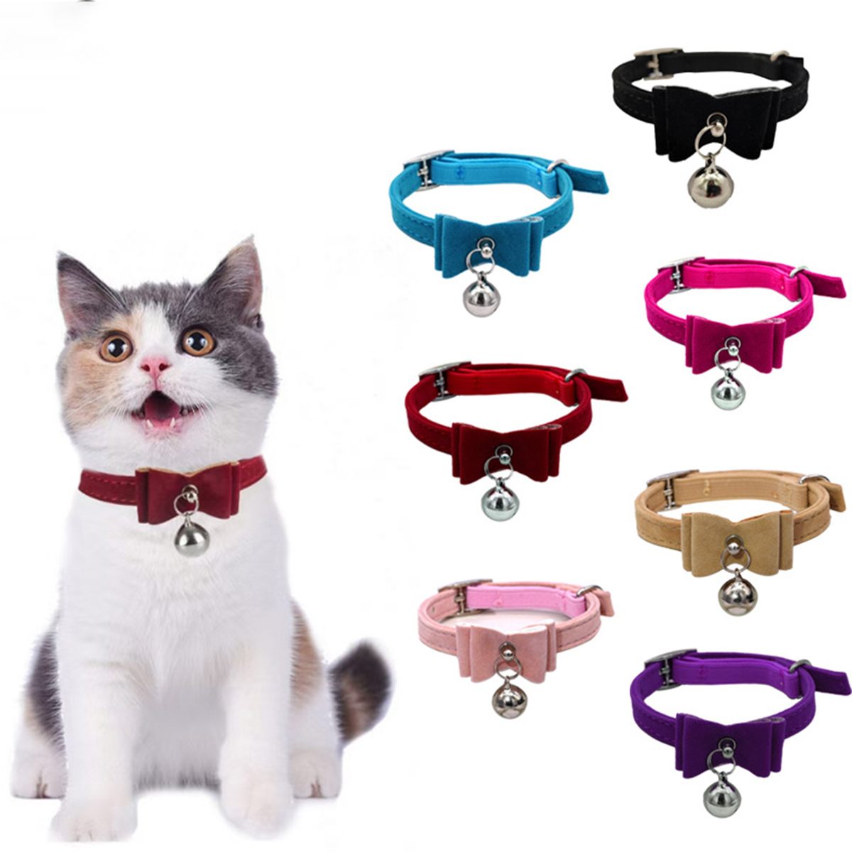 Bow & Bell Pet Collar for Cats & Small Dogs_CWMM7430