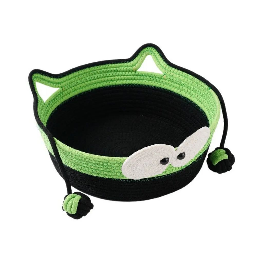 Handmade Woven Cat Bed with Play Ball_CWMM6560