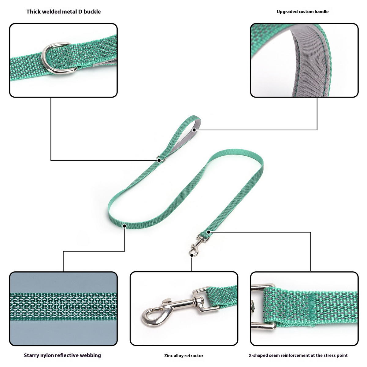 Durable Dog Lead – PU Handle & Metal Hook_CWMM7607