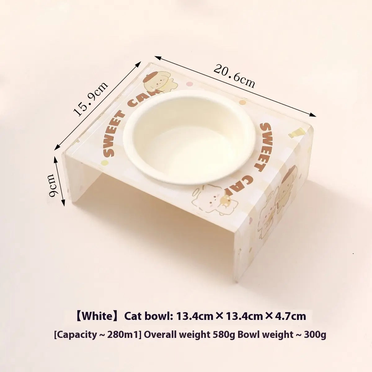 Creamy Style Pet Bowl with Bunny  Acrylic Stand_CWASC2515