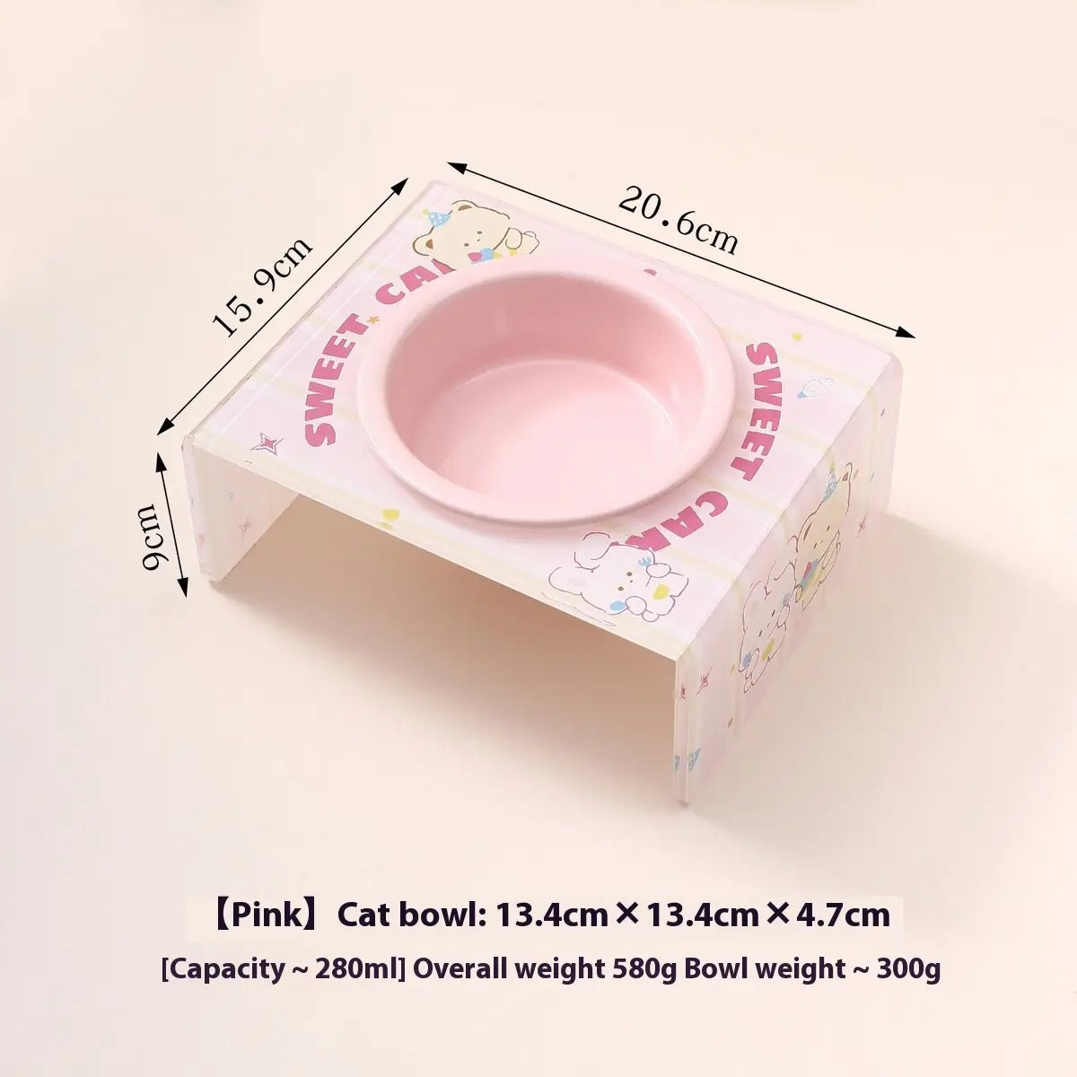 Creamy Style Pet Bowl with Bunny  Acrylic Stand_CWASC2515