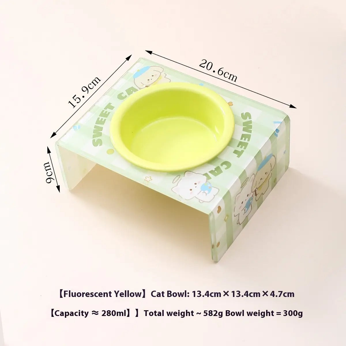 Creamy Style Pet Bowl with Bunny  Acrylic Stand_CWASC2515