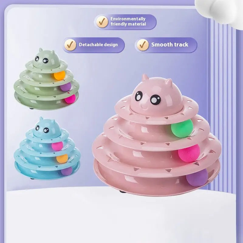 3-Layer Pet Toy,Track Turntable Self-Play Cat Toy_CWMM5250