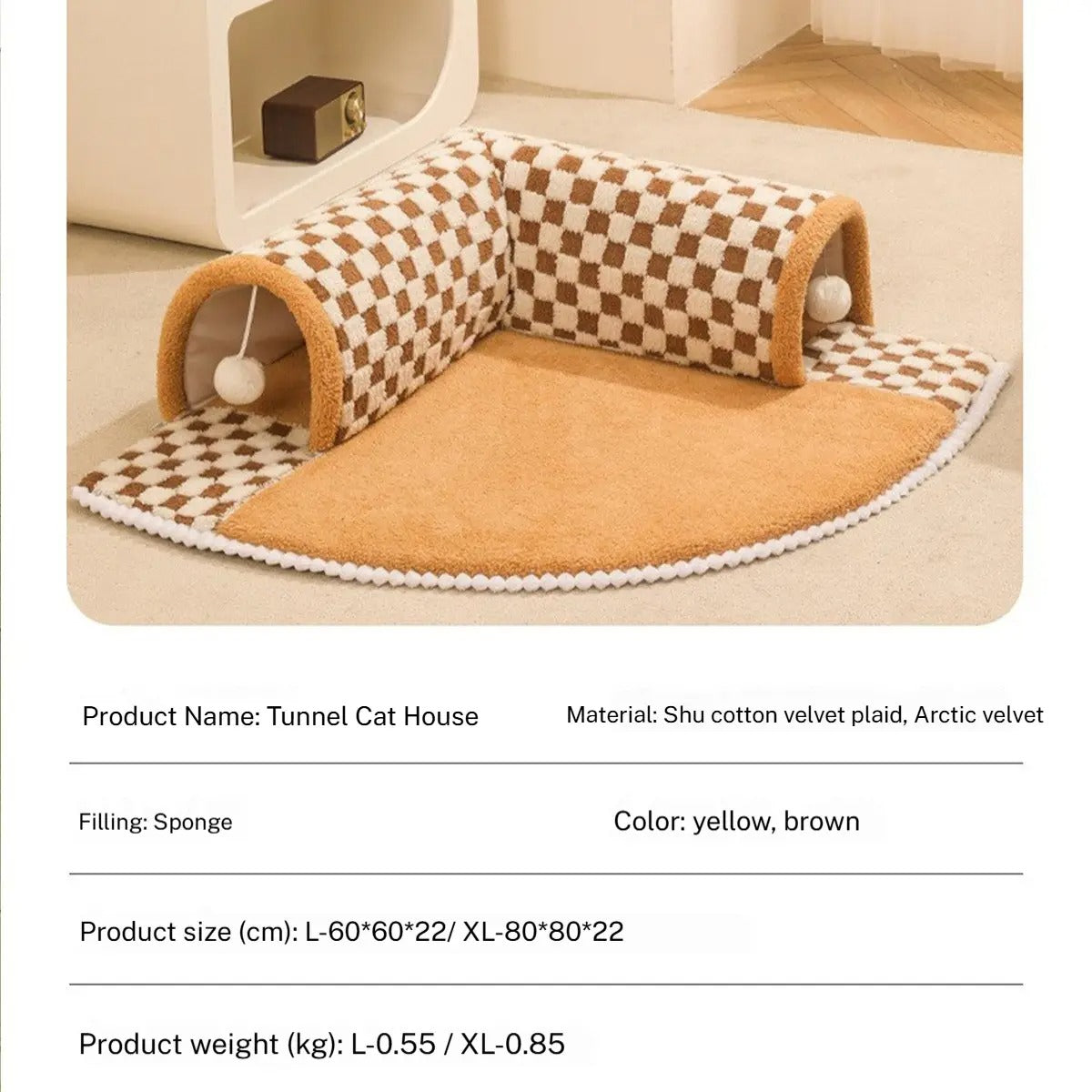 4-Season Cat Tunnel Bed, Removable, Secure & Cozy_CWMM7043