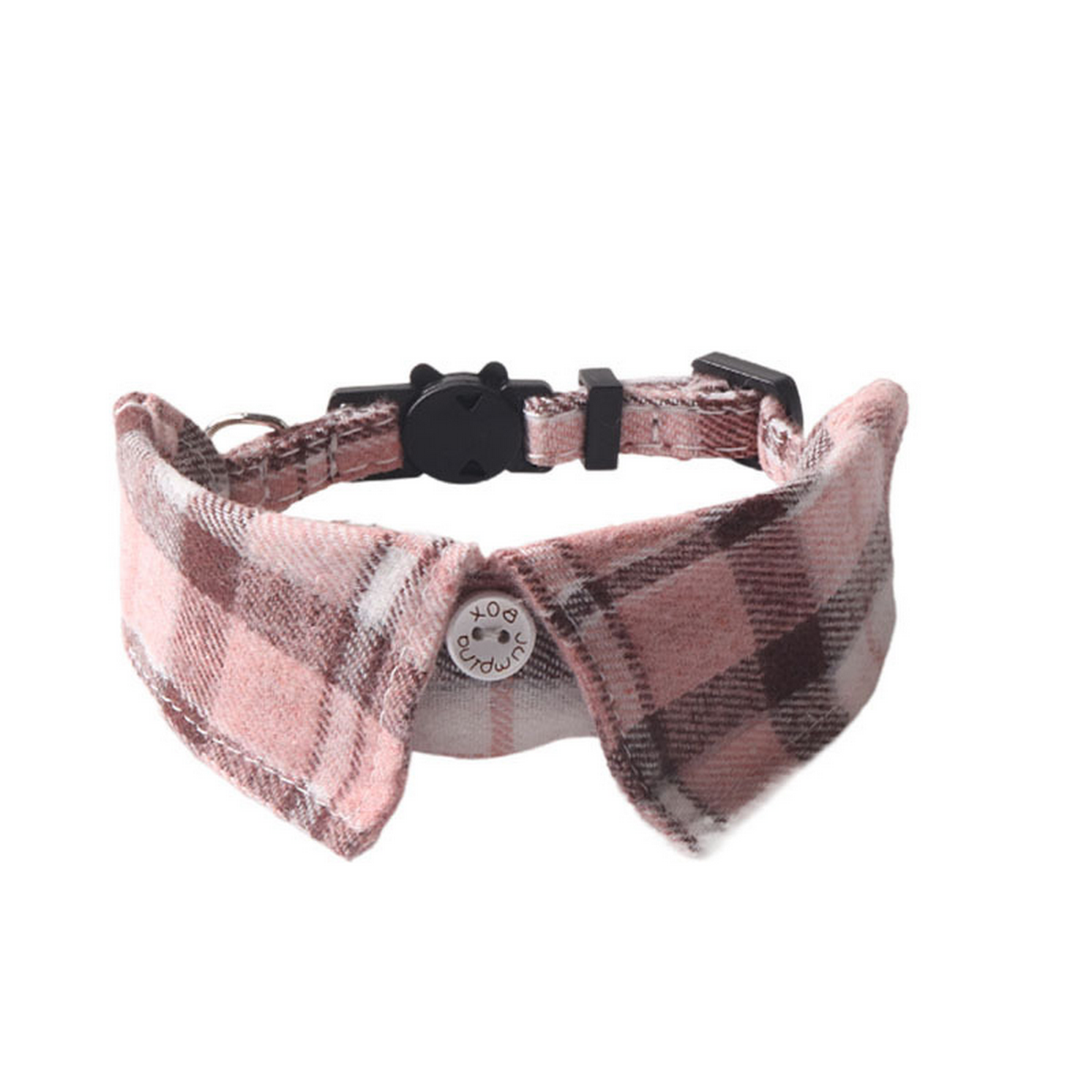 British Plaid Cat Collar – Shirt Style with Button_CWMM7622