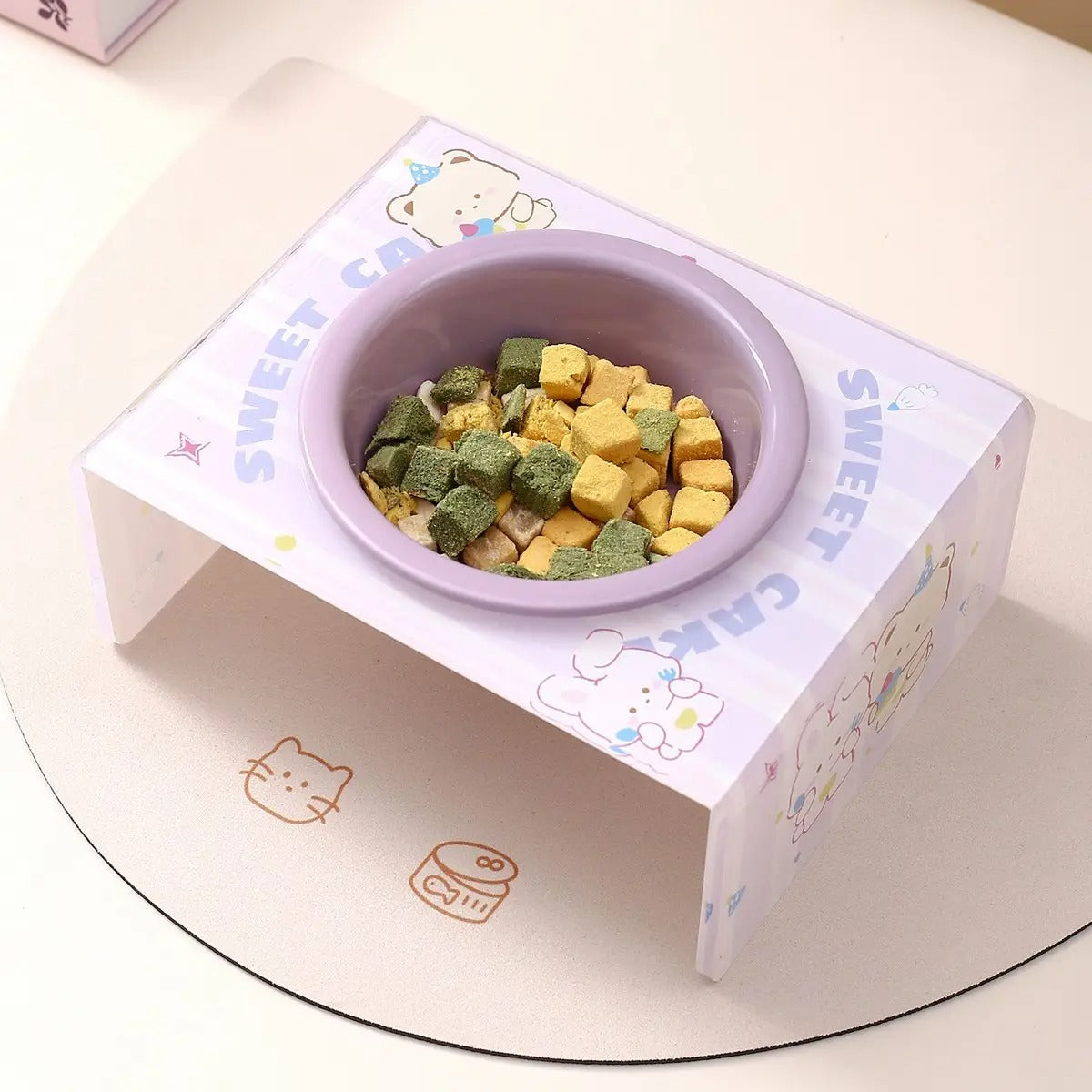Creamy Style Pet Bowl with Bunny  Acrylic Stand_CWASC2515