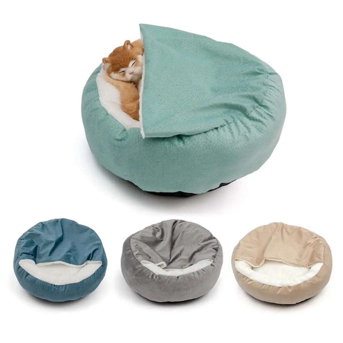 Creative Shell-Shaped Soft Plush Cat Bed & Blanket_CWMM5891