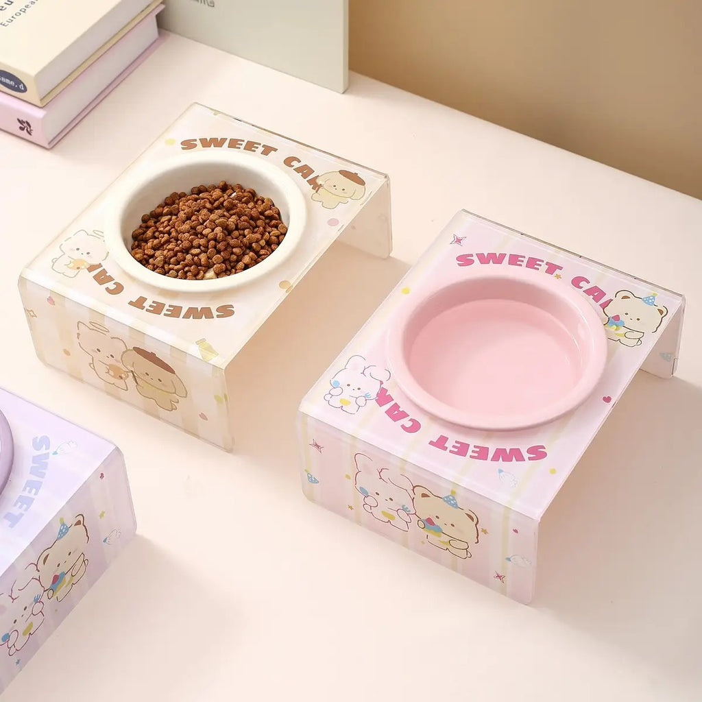 Creamy Style Pet Bowl with Bunny  Acrylic Stand_CWASC2515
