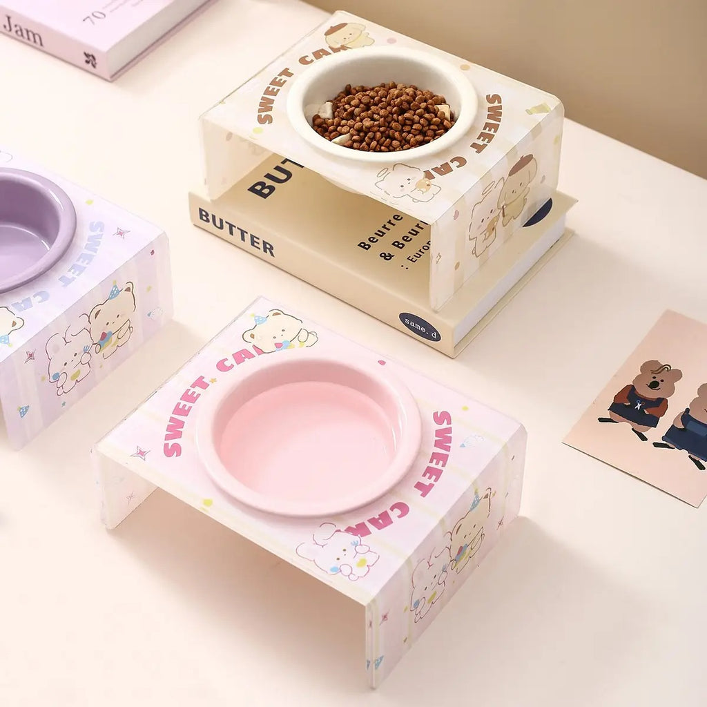 Creamy Style Pet Bowl with Bunny  Acrylic Stand_CWASC2515