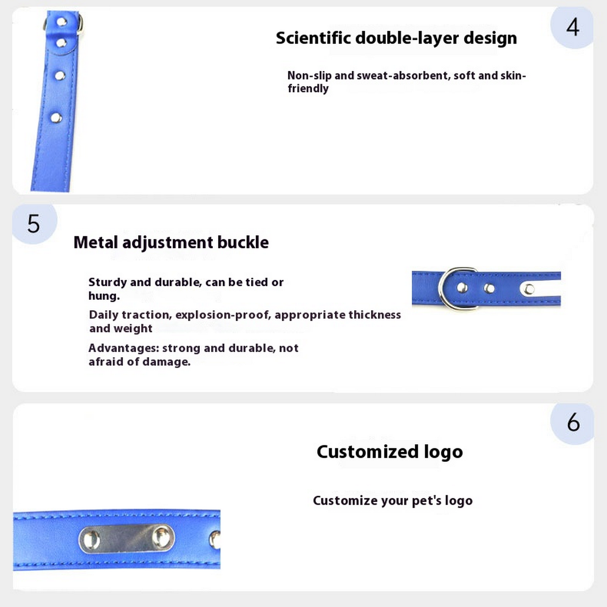 Custom PU Collar with ID Tag for Large Dogs_CWMM7431