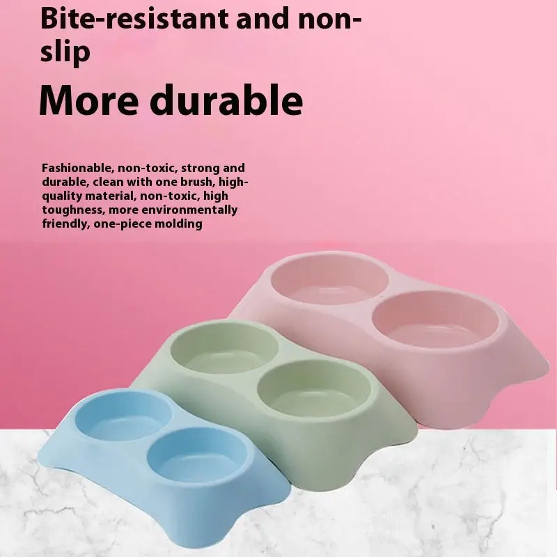 Eco-Friendly Thick Plastic Pet Bowl, Dual Feeder_CWMM5081