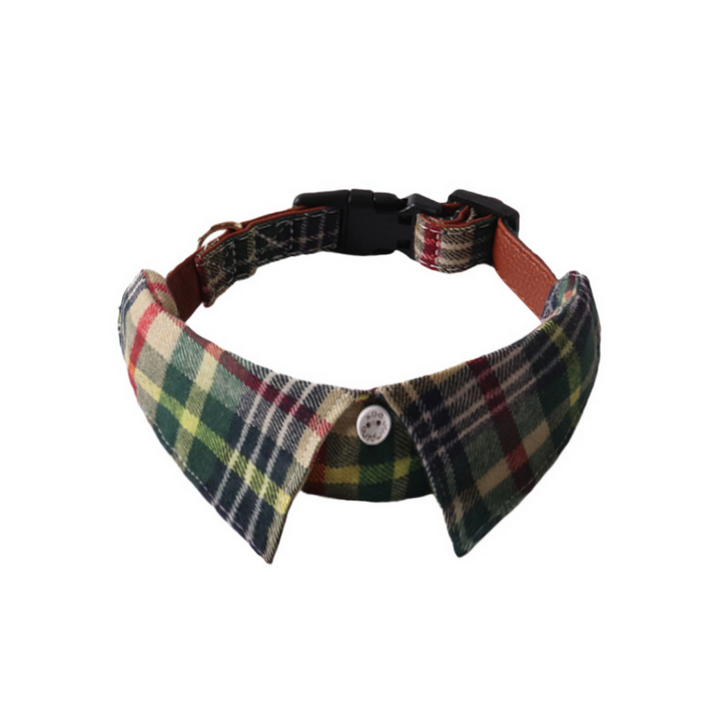 Dog Collar - Plaid Button Design_CWMM7775