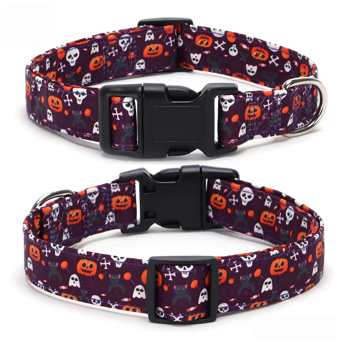 Halloween Themed Pet Collar with Pumpkin & Ghost_CWMM7580