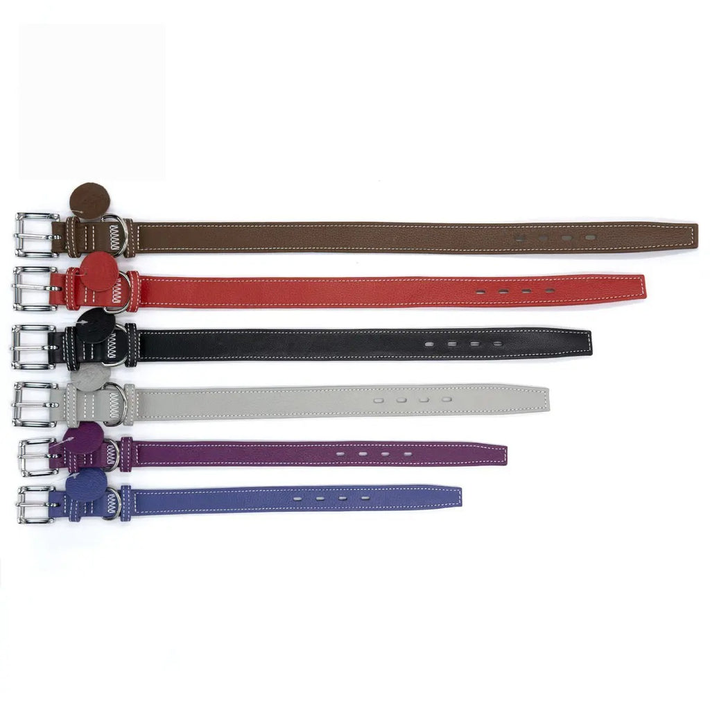 Double Layer Cowhide Litchi Grain Leather Pet Collar_CWMM768