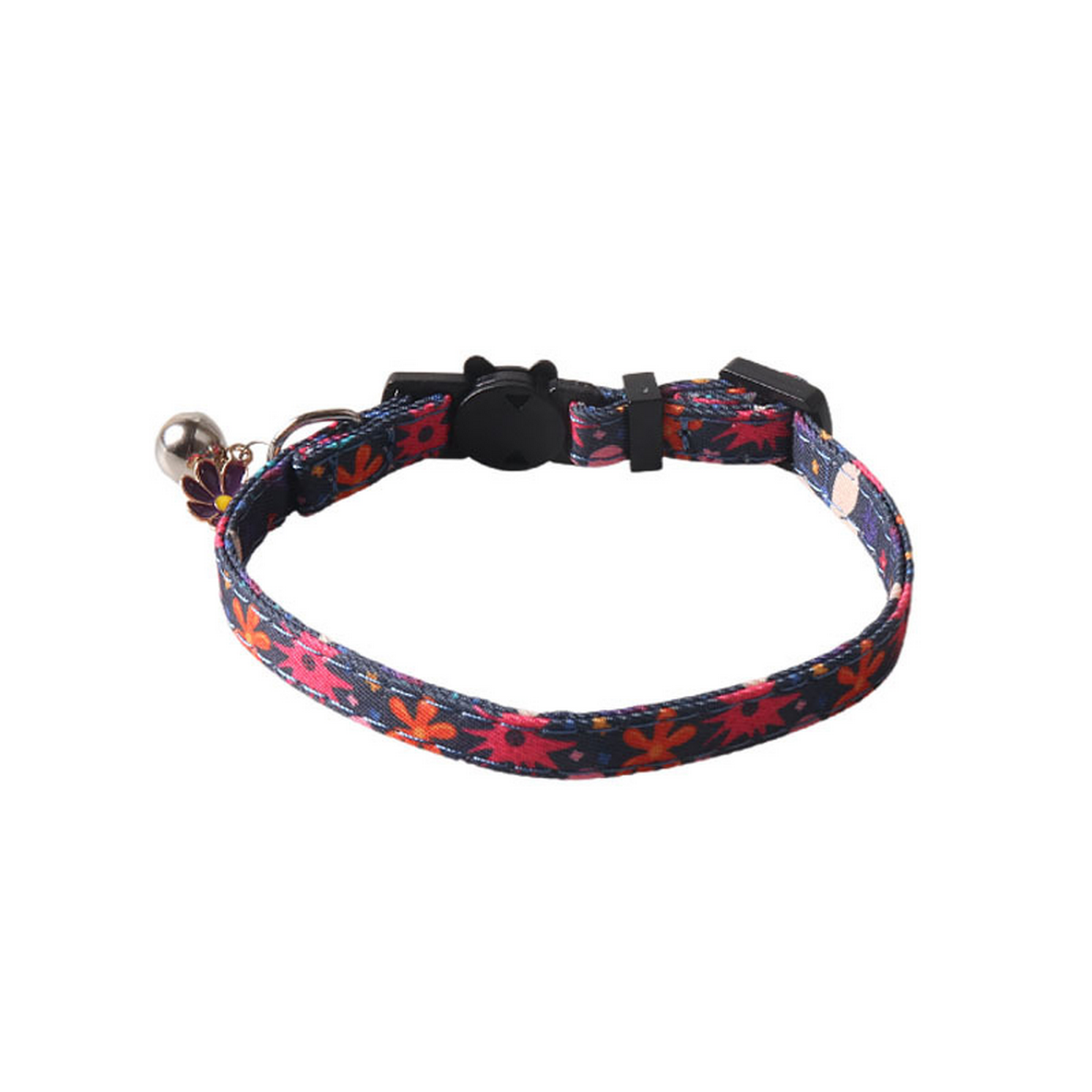 Floral Cat Collar with Bell – Adjustable Fit_CWMM7614