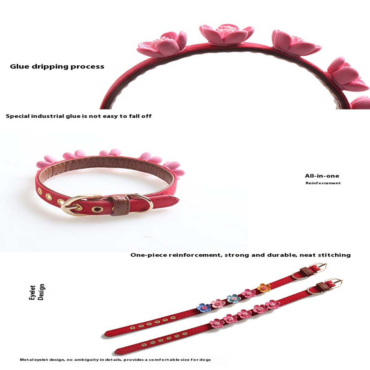 Flower Decor Pet Collar – Durable & Secure_CWMM7756