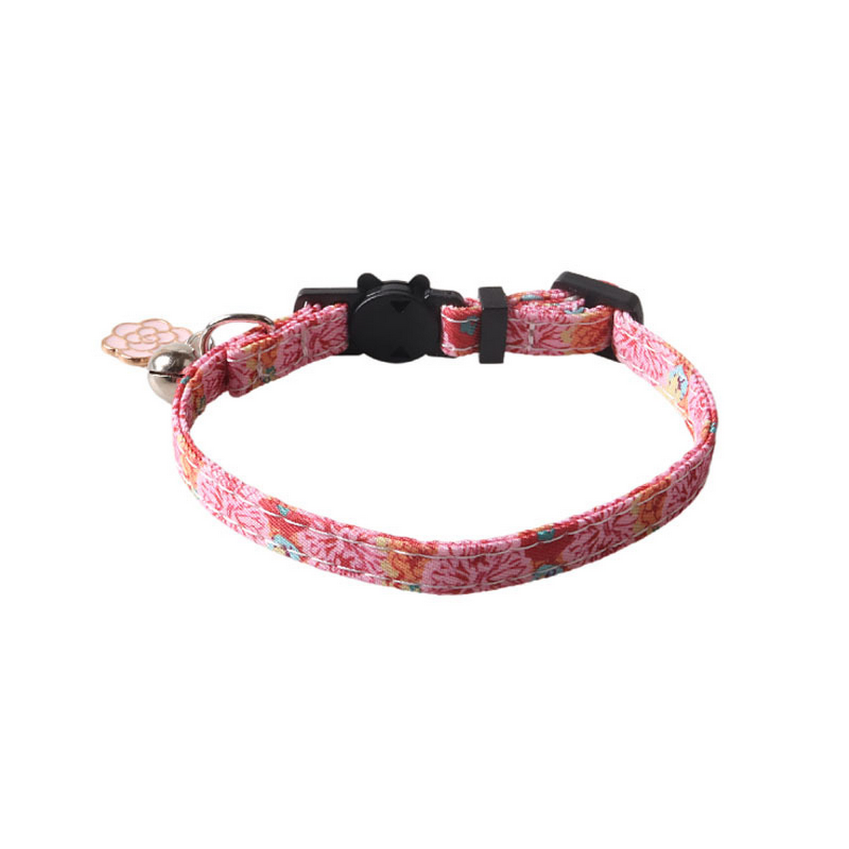 Floral Cat Collar with Bell – Adjustable Fit_CWMM7614