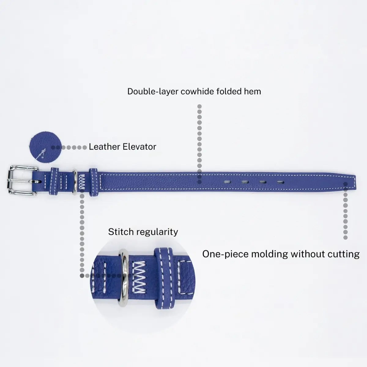 Double Layer Cowhide Litchi Grain Leather Pet Collar_CWMM768