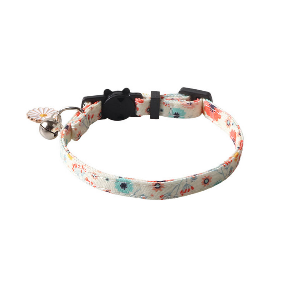 Floral Cat Collar with Bell – Adjustable Fit_CWMM7614