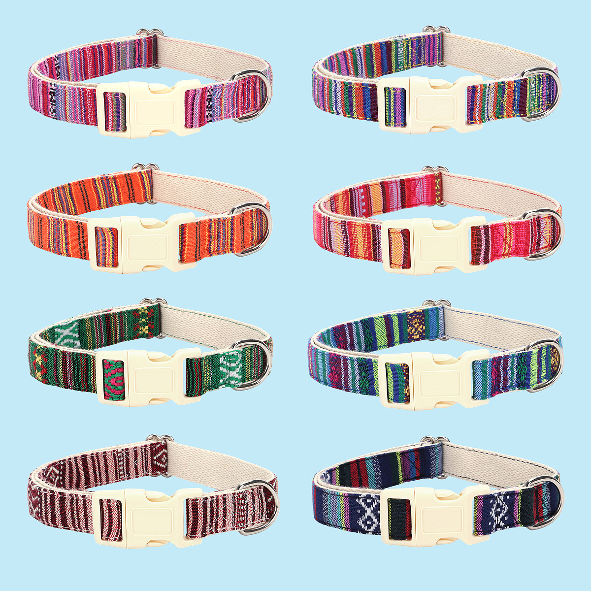Boho Cotton Dog Collar – Adjustable & Lightweight_CWMM7583