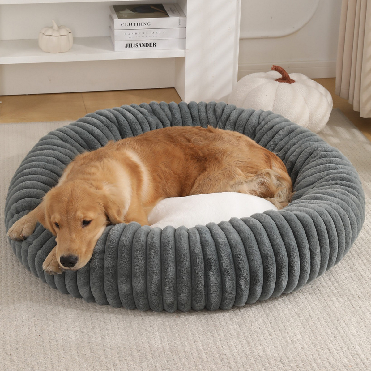 Cozy Round Long Plush Pet Nest – Warm Dog Bed_CWMM7849