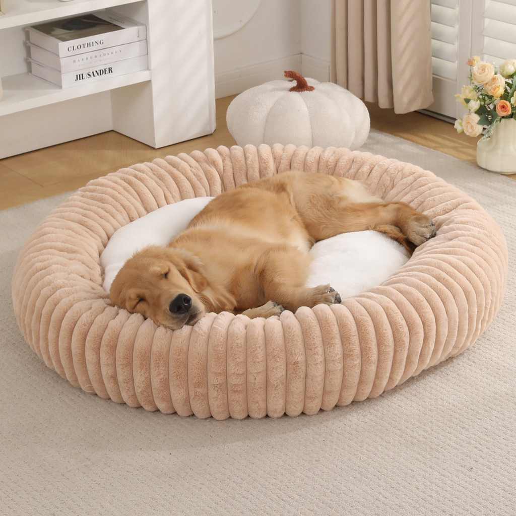 Cozy Round Long Plush Pet Nest – Warm Dog Bed_CWMM7849