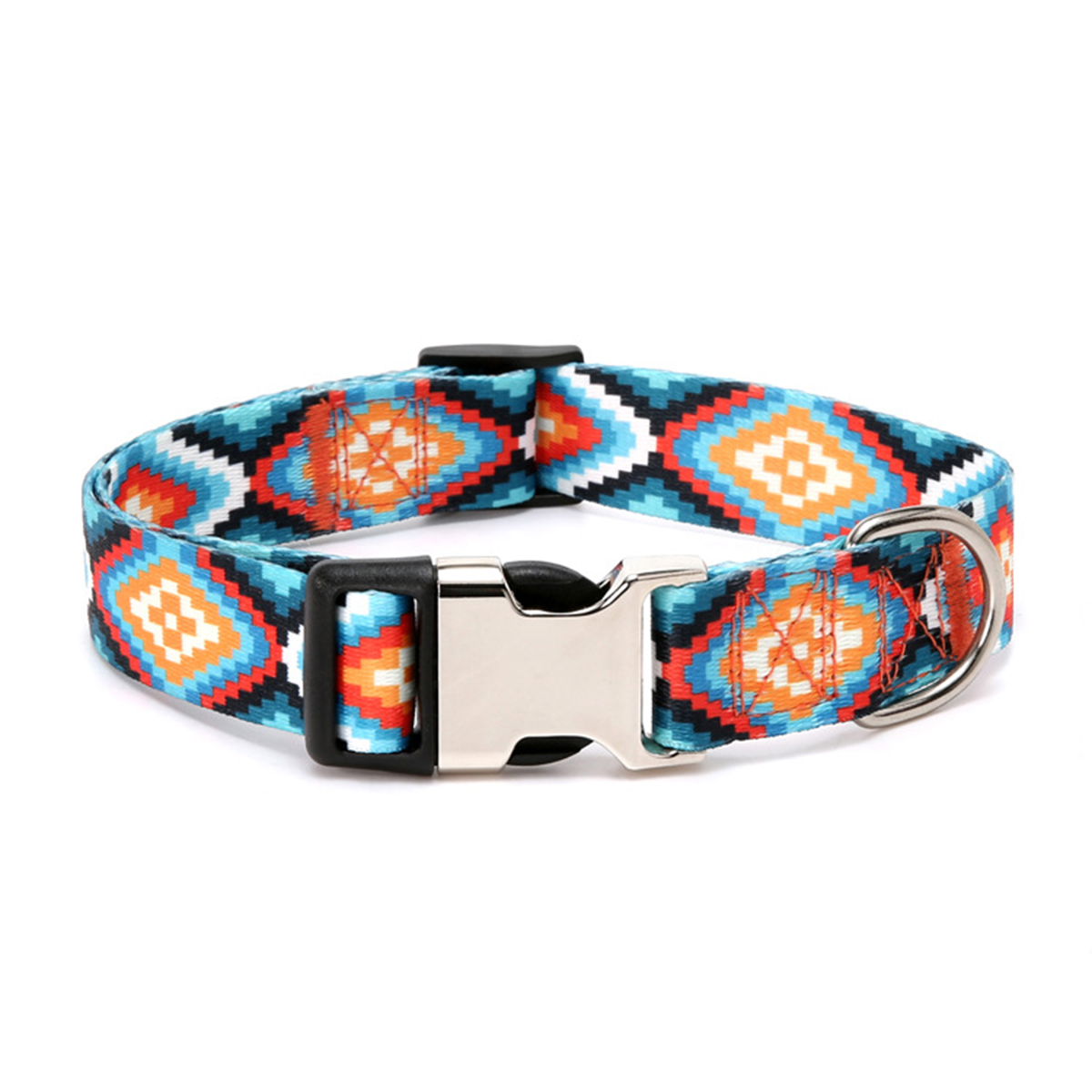 Boho Forest Print Pet Collar with Custom ID_CWMM7576