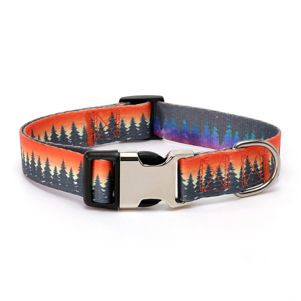 Boho Forest Print Pet Collar with Custom ID_CWMM7576