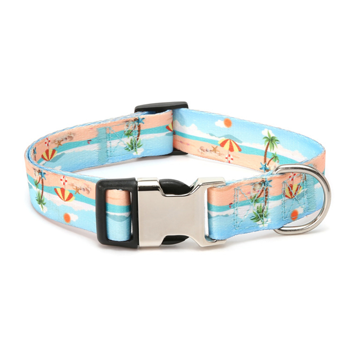 Boho Forest Print Pet Collar with Custom ID_CWMM7576