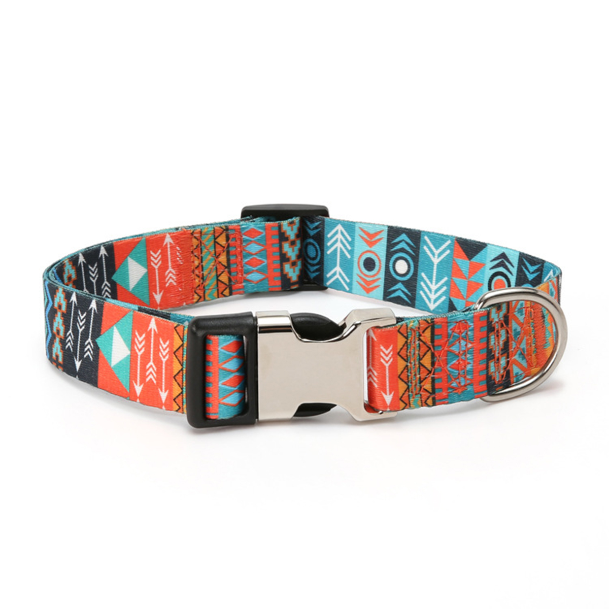 Boho Forest Print Pet Collar with Custom ID_CWMM7576