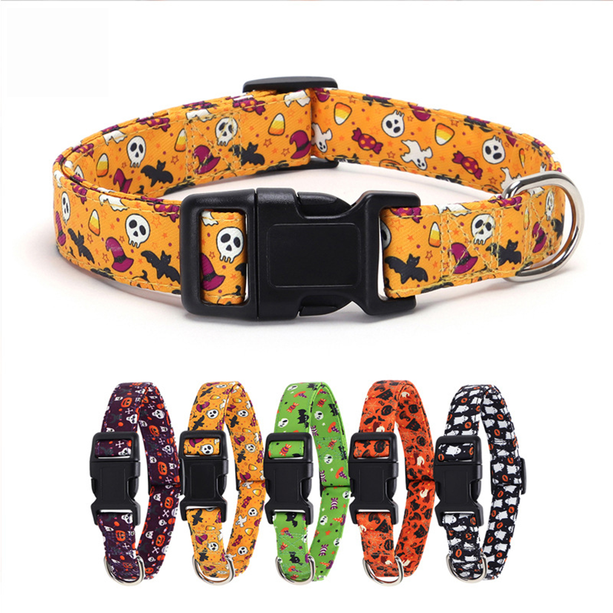Halloween Themed Pet Collar with Pumpkin & Ghost_CWMM7580