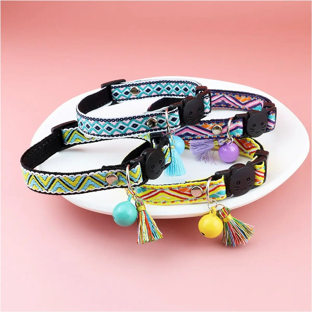 Jacquard Pet Collar With Bell And Tassel_CWMM5964