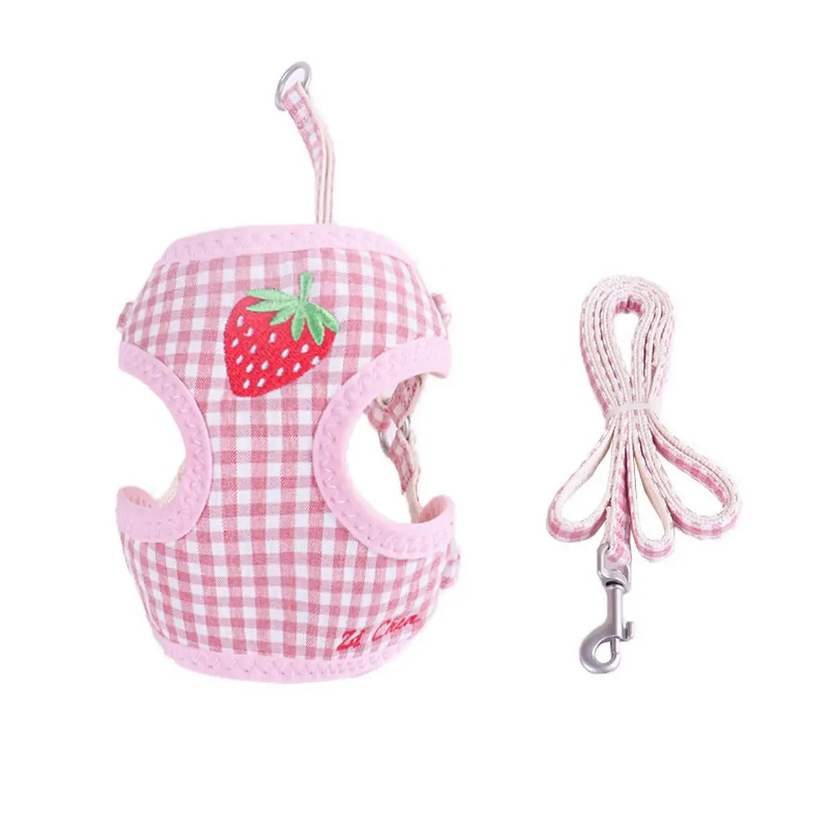 Fruit Embroidery Nylon Webbing Pet Leash Harness_CWMM5961