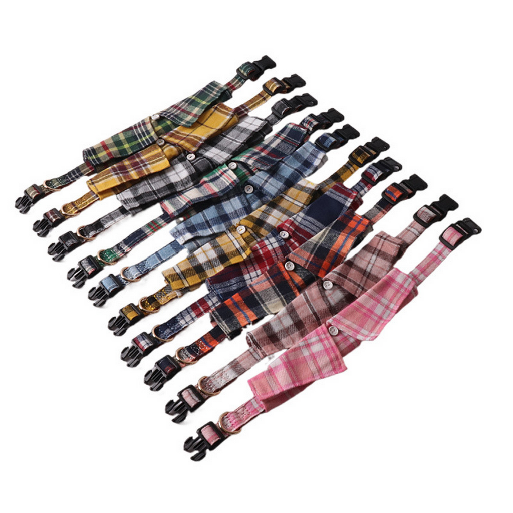 Dog Collar - Plaid Button Design_CWMM7775
