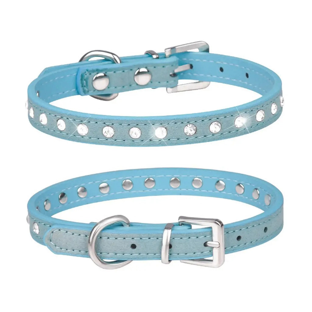 Adjustable Rhinestone Leather Pet Collar_CWMM5980