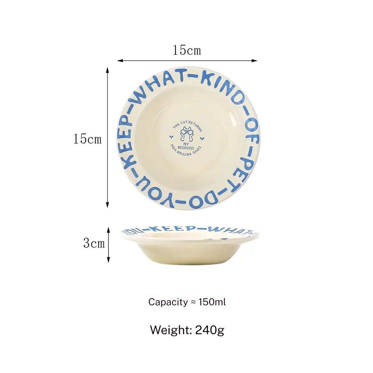 Cartoon Ceramic Pet Bowl with Edge Guard_CWMM5933