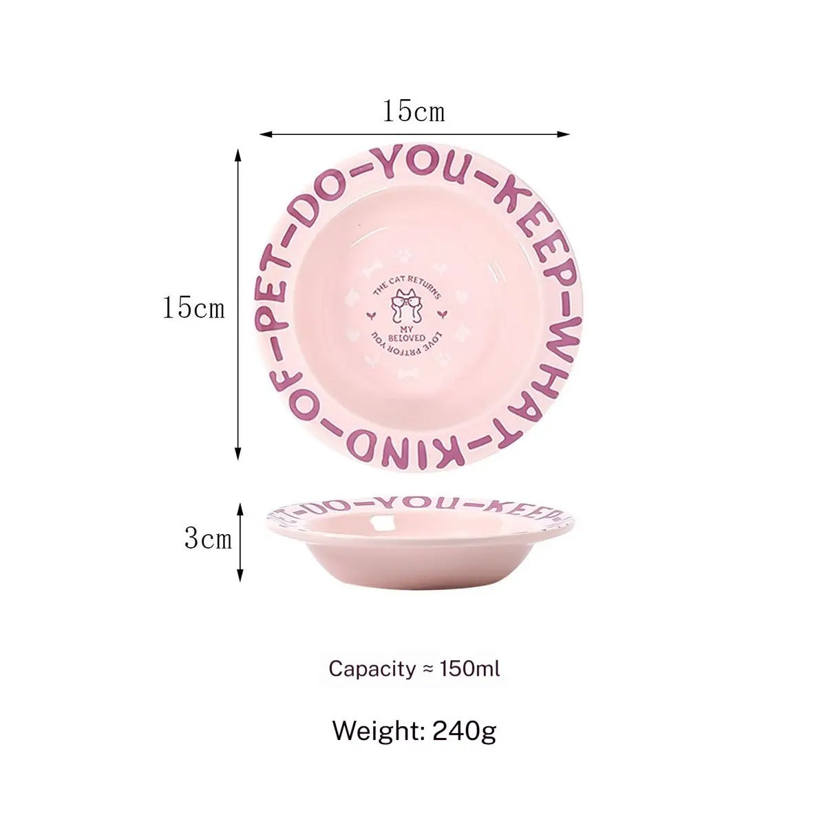 Cartoon Ceramic Pet Bowl with Edge Guard_CWMM5933