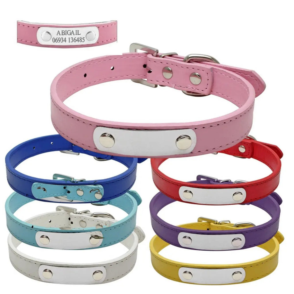 Laser Engraved PU Pet Collar for Dogs Cats_CWMM5983