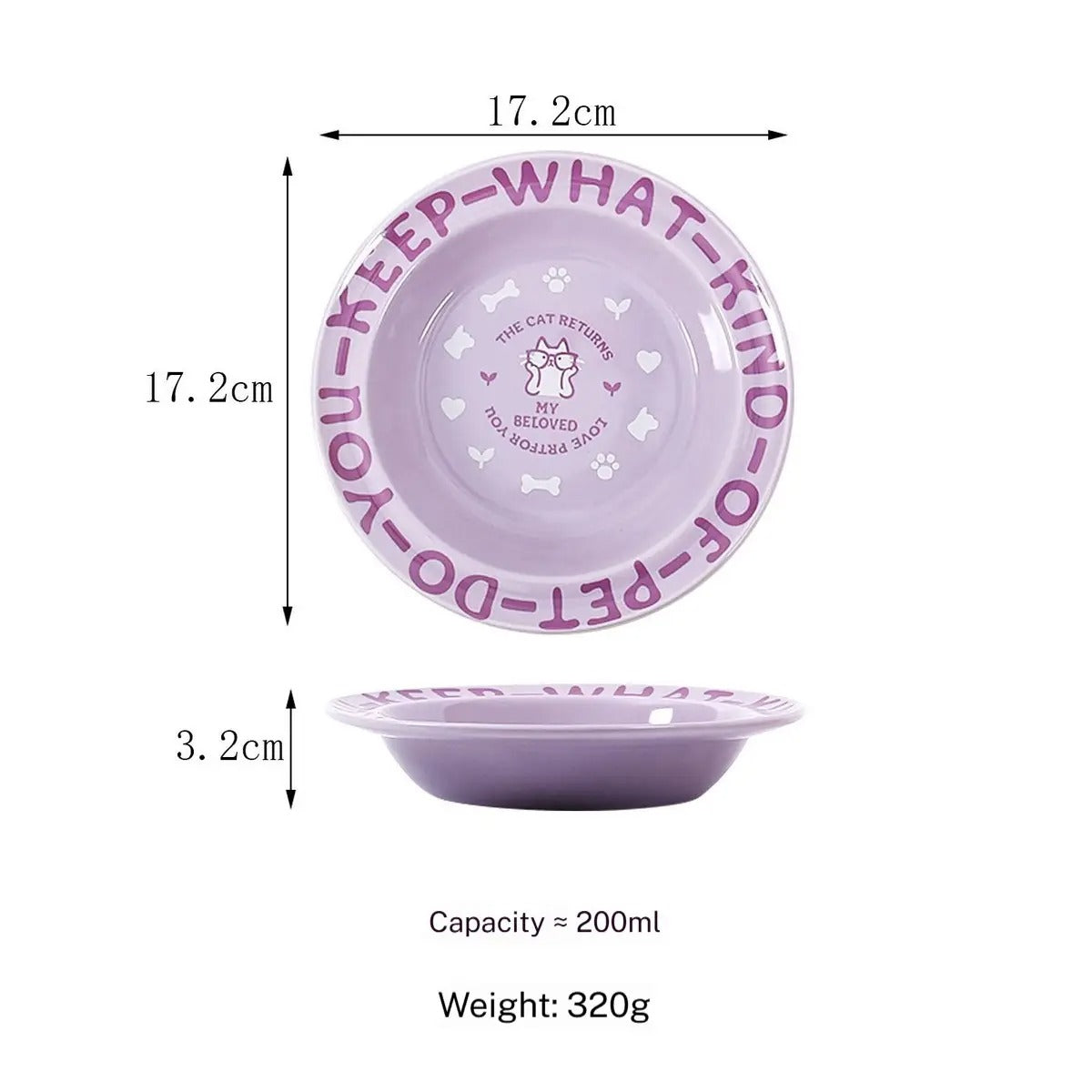 Cartoon Ceramic Pet Bowl with Edge Guard_CWMM5933