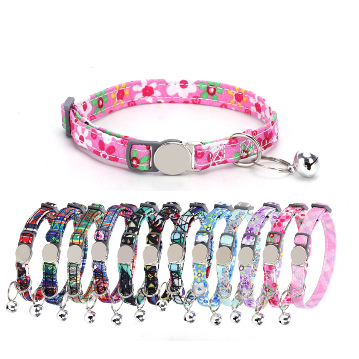 Boho Chic Floral Cat Collar with Custom Engraving_CWMM7577