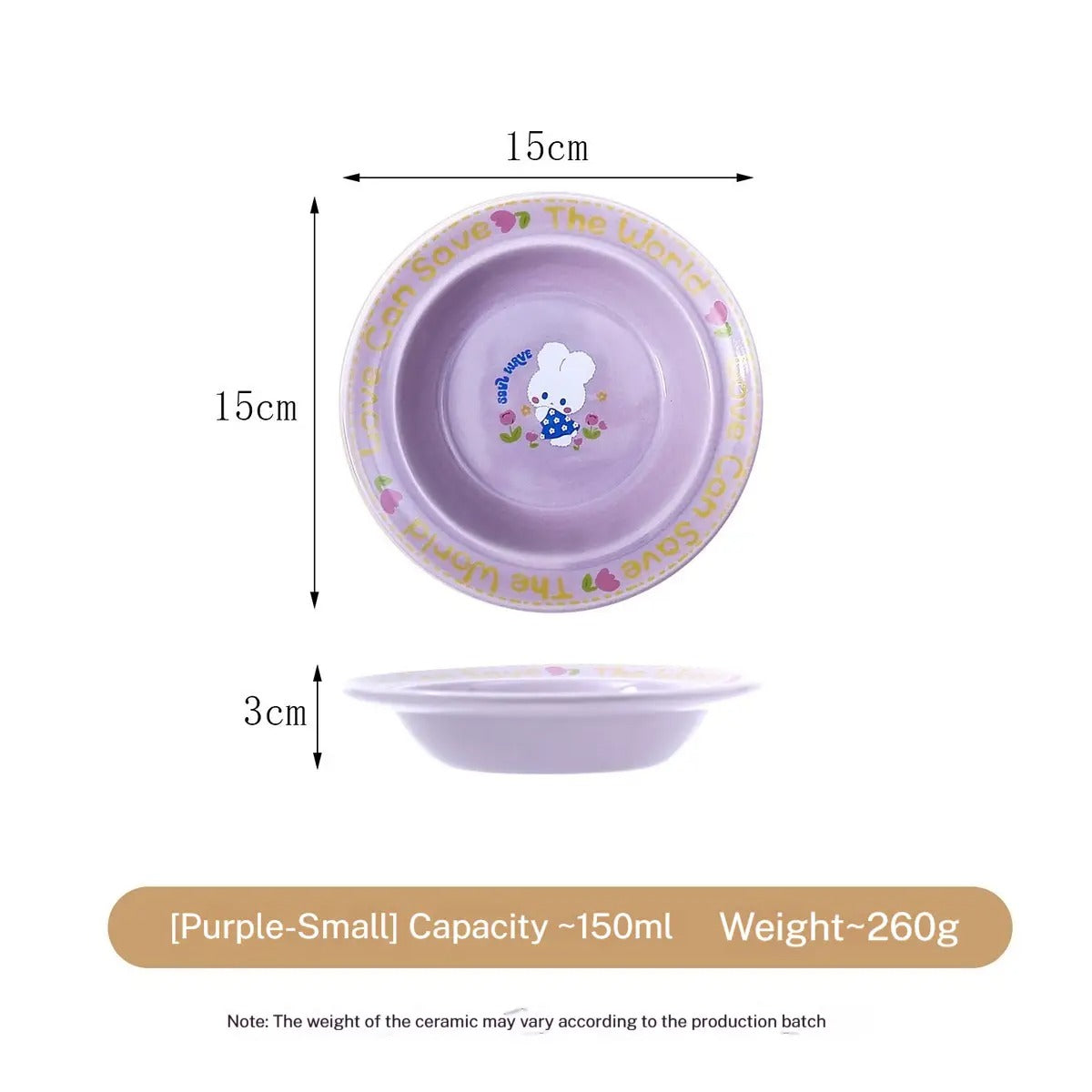 Cartoon Ceramic Pet Bowl with Edge Guard_CWMM5933