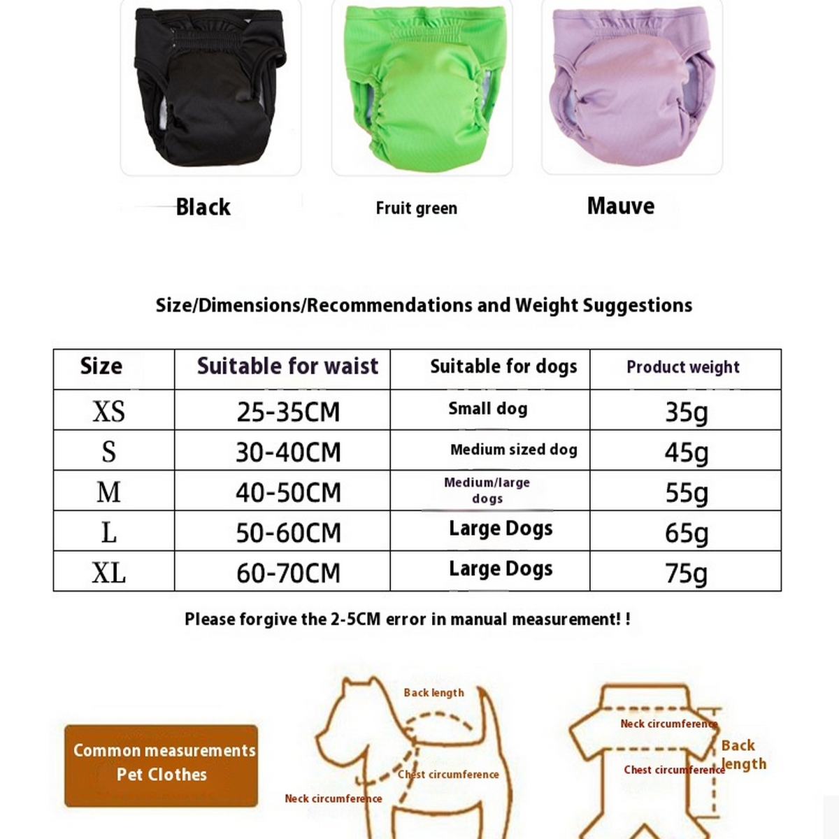 Dog Sanitary Pants – Solid Color, Anti-Mating_CWMM7307