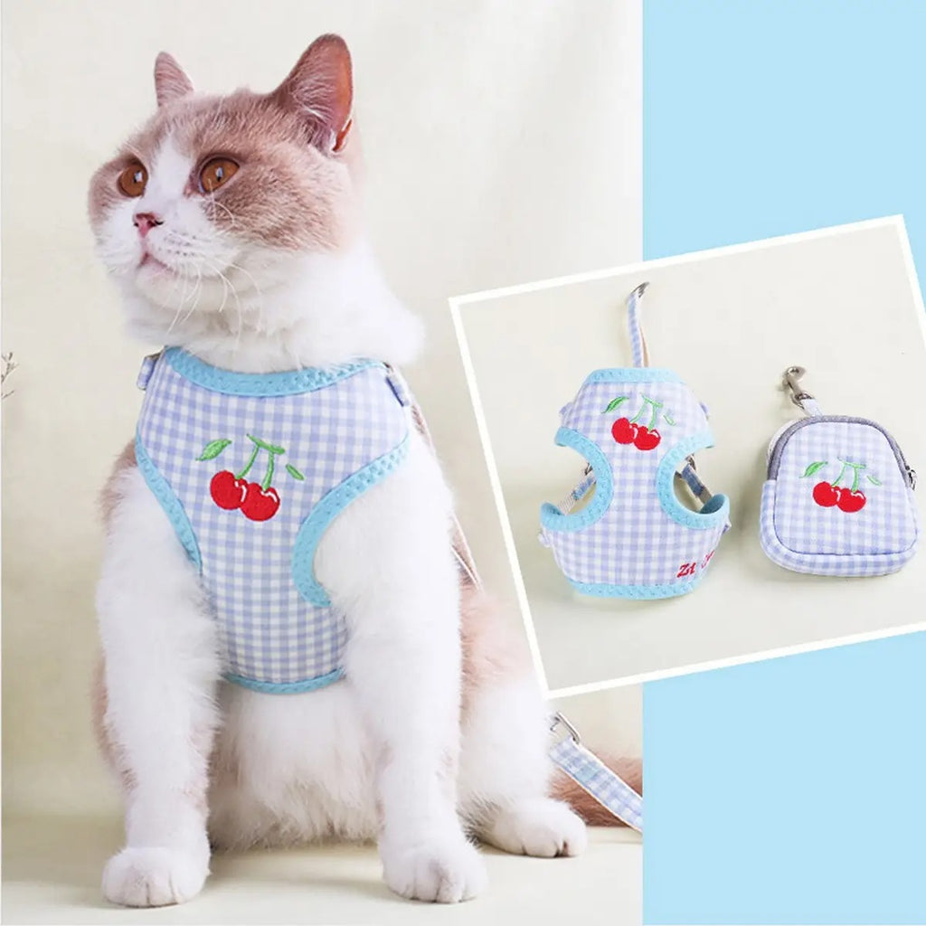 Fruit Embroidery Nylon Webbing Pet Leash Harness_CWMM5961