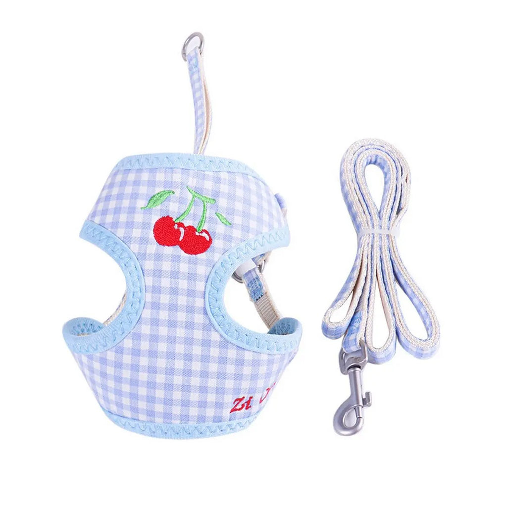 Fruit Embroidery Nylon Webbing Pet Leash Harness_CWMM5961